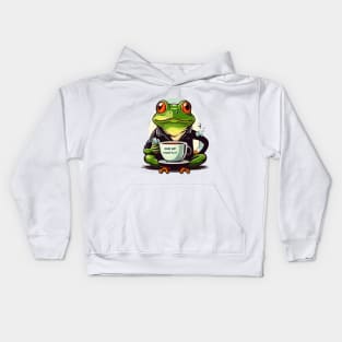 Frog and a cup of tea Kids Hoodie